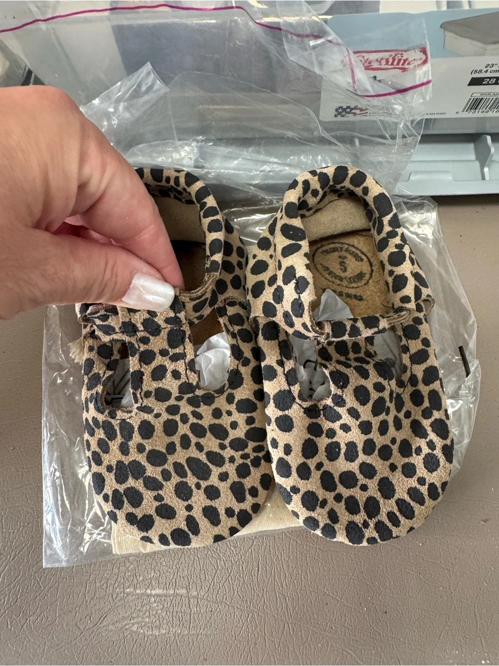 Freshly Picked Cheetah Print Baby T-Bar Moccasins - Tan & Black